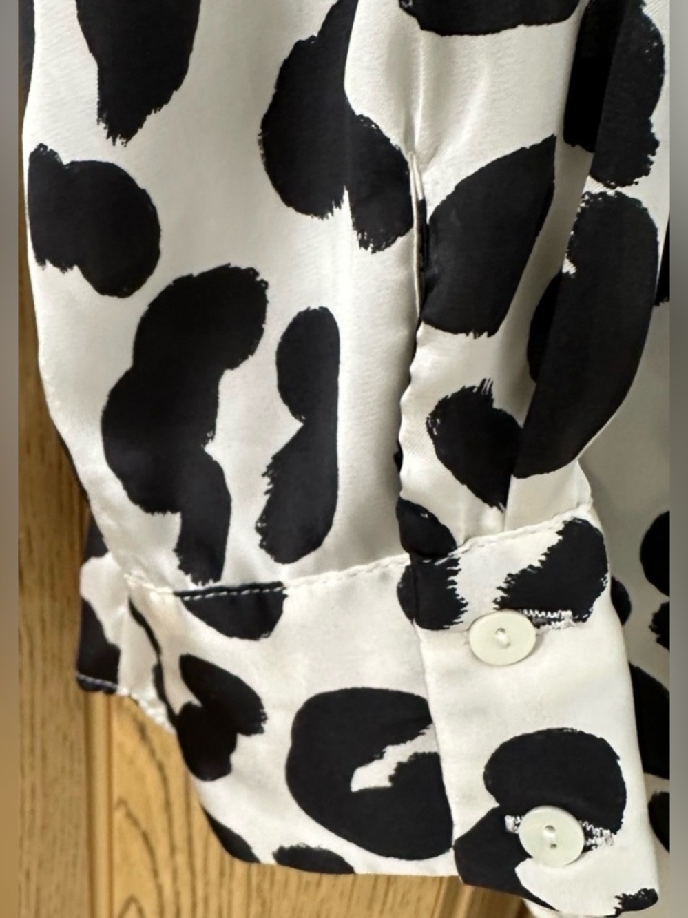 Zara Satin Leopard Print Button Down Blouse | Animal Print Chic Top Size S - Picture 7 of 7